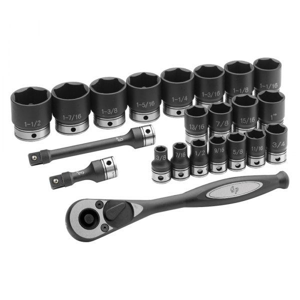 Grey Pneumatic® - 1/2" Drive 6-Point SAE Ratchet and Socket Set, 22 Pieces