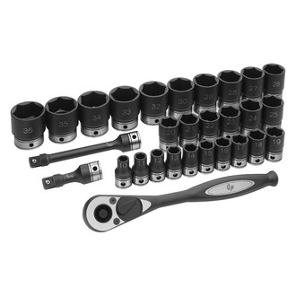 Grey Pneumatic® - 1/2" Drive 6-Point Metric Ratchet and Socket Set, 29 Pieces