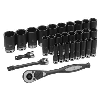 Grey Pneumatic® - 1/2" Drive 6-Point Metric Ratchet and Socket Set 26 Pieces