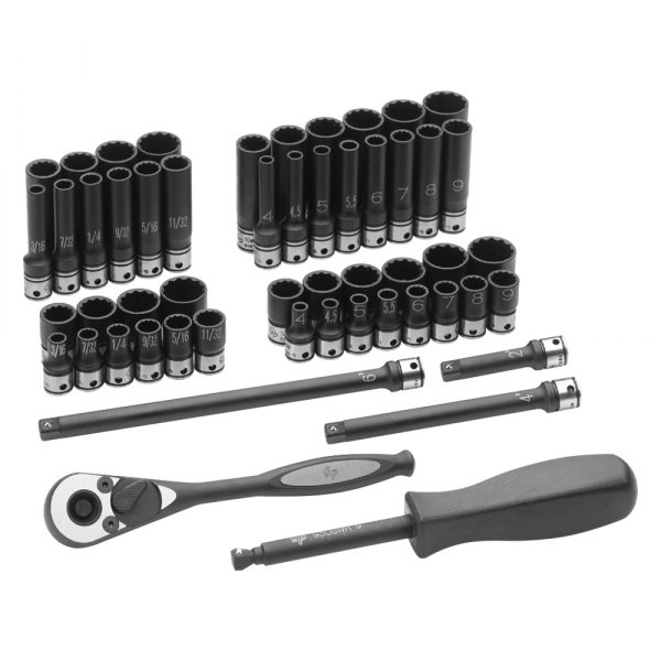 Grey Pneumatic® - Duo-Socket™ 1/4" Drive 12-Point SAE/Metric Ratchet and Socket Set, 57 Pieces