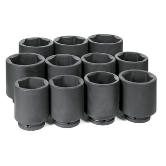 Grey Pneumatic® - 1" Drive SAE 6-Point Deep Impact Socket Set (11 Pieces)