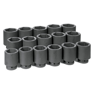 Grey Pneumatic® - 1" Drive SAE 6-Point Deep Impact Socket Set (16 Pieces)