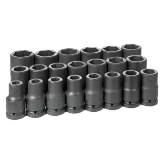 Grey Pneumatic® - 1" Drive SAE 6-Point Deep Impact Socket Set (21 Pieces)