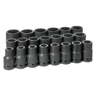 Grey Pneumatic® - 1" Drive SAE 12-Point Deep Impact Socket Set (21 Pieces)