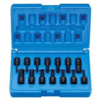 Grey Pneumatic® - 1/4" Drive SAE/Metric Hex Impact Bit Socket Set (14 Pieces)