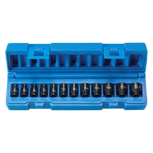 Grey Pneumatic® - (12 Pieces) 1/4" Drive Metric 6-Point Magnetic Impact Socket Set