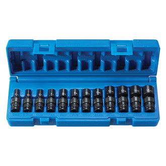 Grey Pneumatic® - 1/4" Drive Metric 6-Point Surface Drive Standard Impact U-Joint Set (12 Pieces)