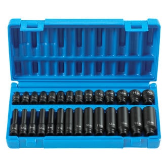 Grey Pneumatic® - 1/4" Drive Metric 6-Point Surface Drive Standard and Deep Impact Socket Set (28 Pieces)
