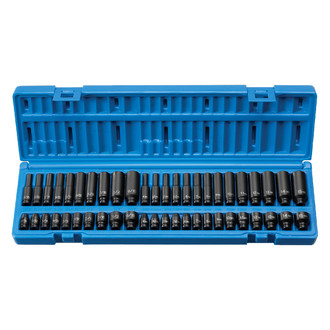 Grey Pneumatic® - 1/4" Drive SAE/Metric 6-Point Surface Drive Standard and Deep Impact Socket Set (48 Pieces)