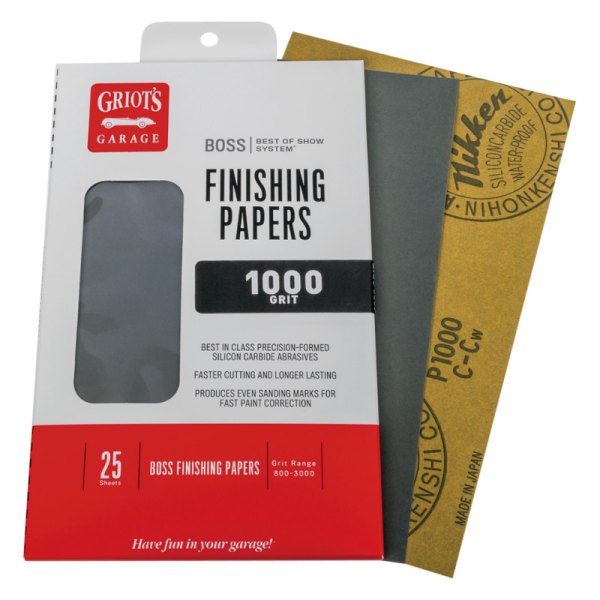 Griot's Garage® - BOSS™ 9" x 5.5" 1000 Grit Silicon Carbide Waterproof Finishing Sheets (25 Pieces)