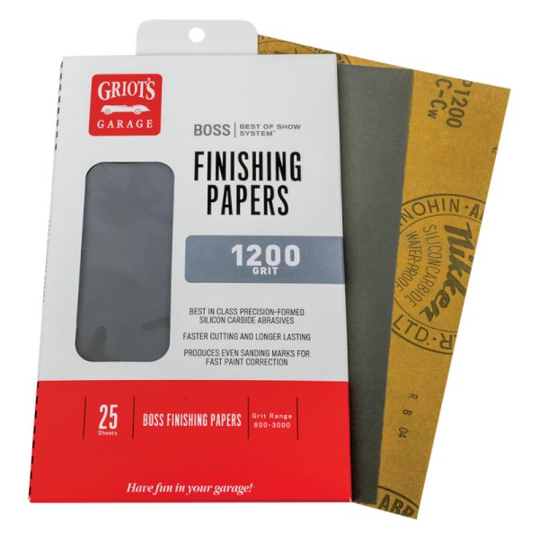 Griot's Garage® - BOSS™ 9" x 5.5" 1200 Grit Silicon Carbide Waterproof Finishing Sheets (25 Pieces)