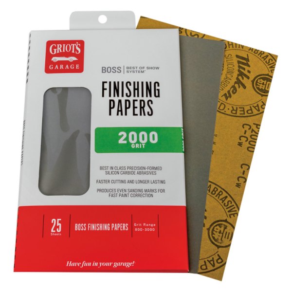 Griot's Garage® - BOSS™ 9" x 5.5" 2000 Grit Silicon Carbide Waterproof Finishing Sheets (25 Pieces)