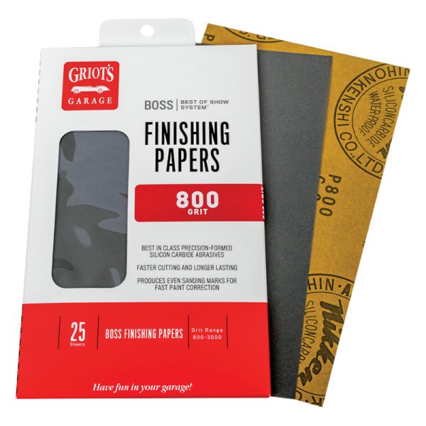 Griot's Garage® - BOSS™ 9" x 5.5" 800 Grit Silicon Carbide Waterproof Finishing Sheets (25 Pieces)