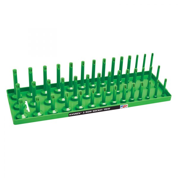 Hansen Global® - 1/2" Drive SAE 42-Slot Green 3-Row Socket Tray