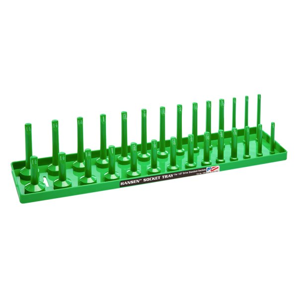 Hansen Global® - 1/2" Drive SAE 28-Slot Green 2-Row Socket Tray