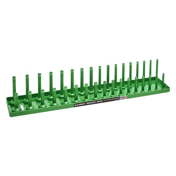 Hansen Global® - 1/2" Drive Metric 17-Slot Green Socket Tray