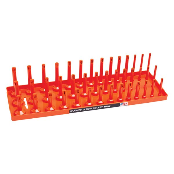 Hansen Global® - 1/2" Drive SAE 42-Slot Orange 3-Row Socket Tray
