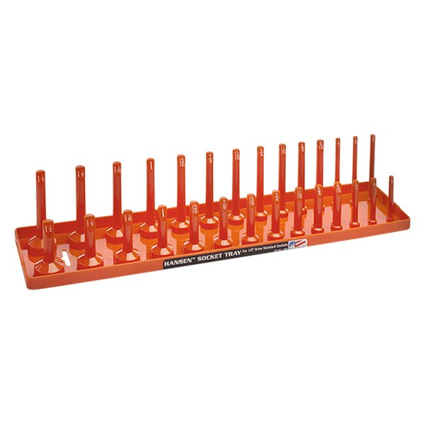 Hansen Global® - 1/2" Drive SAE 28-Slot Orange 2-Row Socket Tray