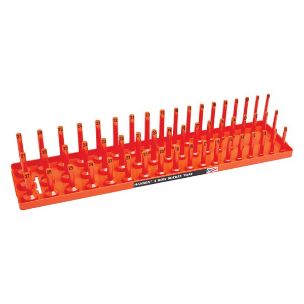 Hansen Global® - 1/2" Drive Metric 54-Slot Orange 3-Row Socket Tray