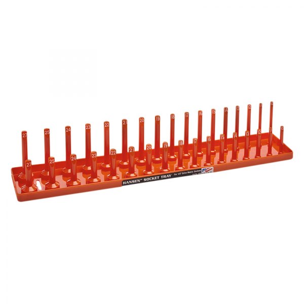 Hansen Global® - 1/2" Drive Metric 34-Slot Orange 2-Row Socket Tray