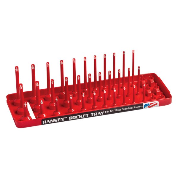 Hansen Global® - 1/4" Drive SAE 39-Slot Red 3-Row Socket Tray