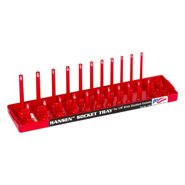 Hansen Global® - 1/4" Drive SAE 26-Slot Red 2-Row Socket Tray