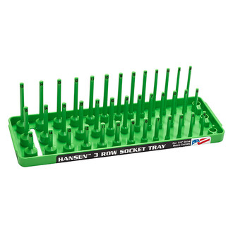 Hansen Global® - 1/4" Drive Metric 42-Slot Green 3-Row Socket Tray