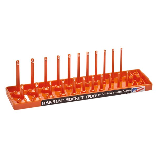 Hansen Global® - 1/4" Drive SAE 26-Slot Orange 2-Row Socket Tray