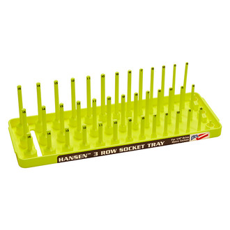 Hansen Global® - 1/4" Drive Metric 42-Slot Yellow 3-Row Socket Tray