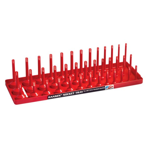 Hansen Global® - 3/8" Drive SAE 39-Slot Red 3-Row Socket Tray