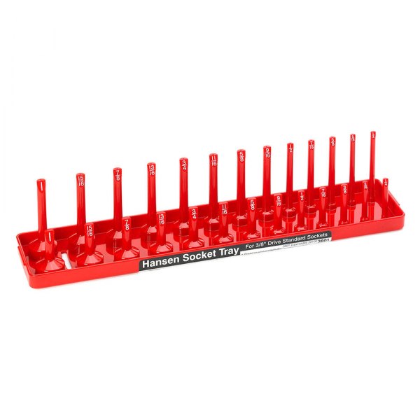 Hansen Global® - 3/8" Drive SAE 26-Slot Red 2-Row Socket Tray