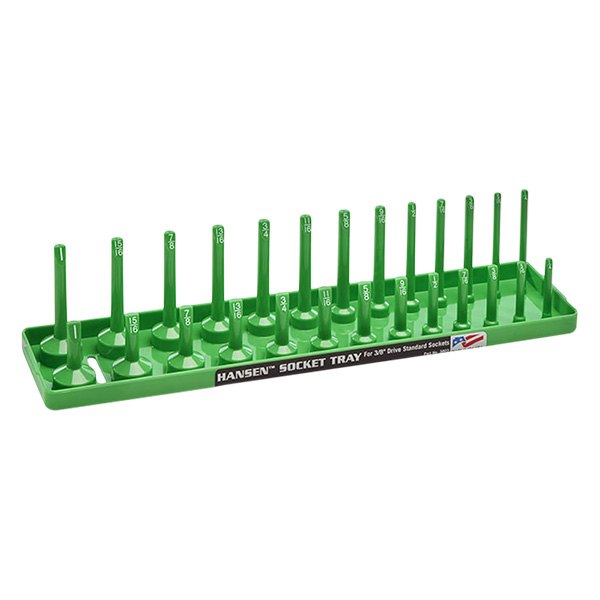 Hansen Global® - 3/8" Drive SAE 26-Slot Green 2-Row Socket Tray