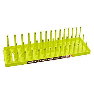 Hansen Global® - 3/8" Drive Metric 39-Slot Yellow 3-Row Socket Tray