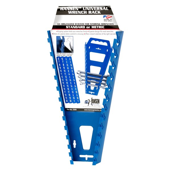 Hansen Global® - 13-Slot Blue Universal Wrench Rack