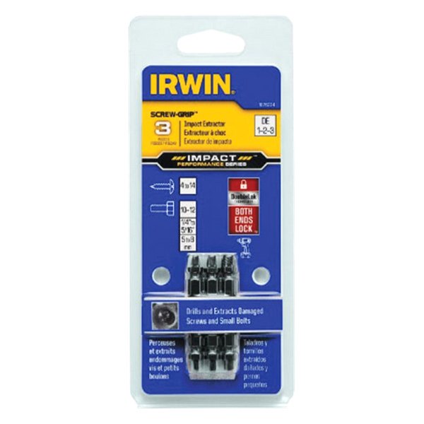 Irwin® - Impact SCREW-GRIP™ 3-piece 3/16" to 5/16" Hex Body Double-Ended Flute Screw Extractor Set