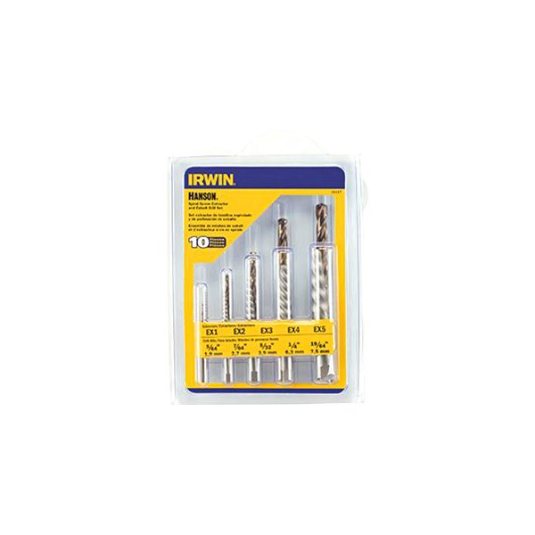 Irwin® - Hanson™ 10-piece 3/32" to 5/8" Square Shank Spiral Flute Screw Extractor Kit