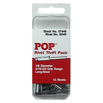 HeliCoil® - POP™ 1/8" x 3/8" SAE Steel Medium Head Silver Blind Rivets (15 Pieces)