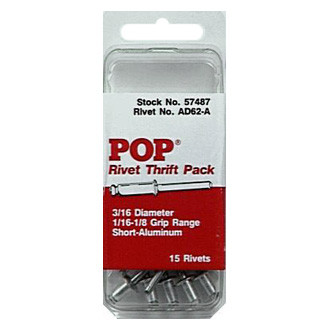 HeliCoil® - POP™ 3/16" x 1/8" SAE Aluminum Medium Head Silver Blind Rivets (15 Pieces)