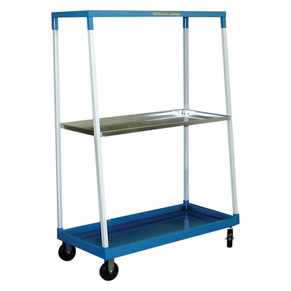 Herkules Equipment® - 60" x 11" x 42" Blue Steel 3-Shelf Parts Cart