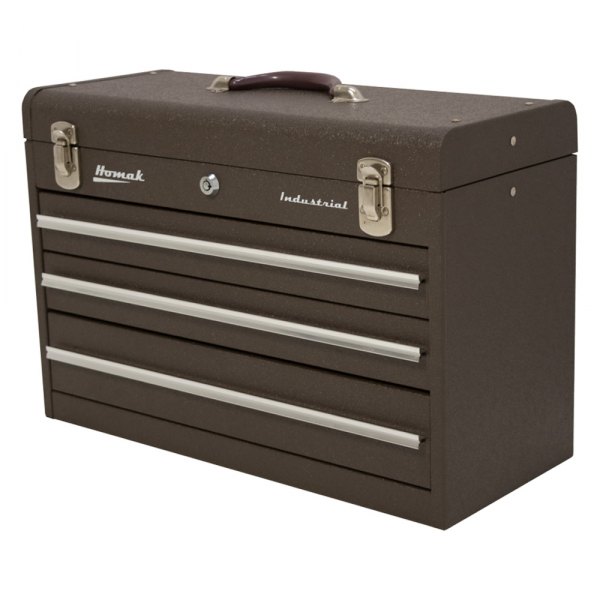 Homak® - 3-Drawer Industrial Steel Brown Portable Tool Box/Chest (20" W x 9" D x 14" H)