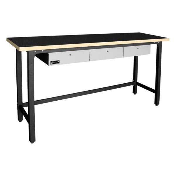 Homak® - Gray 3-Drawer Steel Workbench with Wood Top (23-5/8" W x 79" L x 42" H)