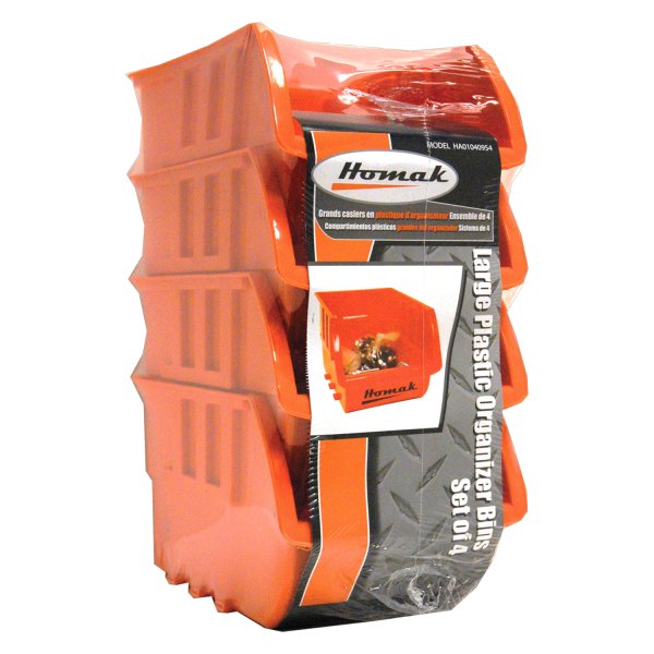 Homak® - 6" Orange Plastic Bin Set (4 Pieces)