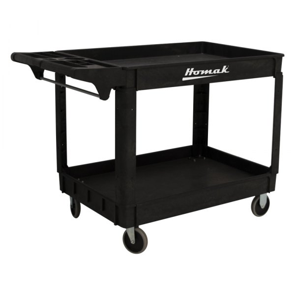 Homak® - 25.5" x 36" x 33.25" Black Plastic 2-Shelf Service Cart