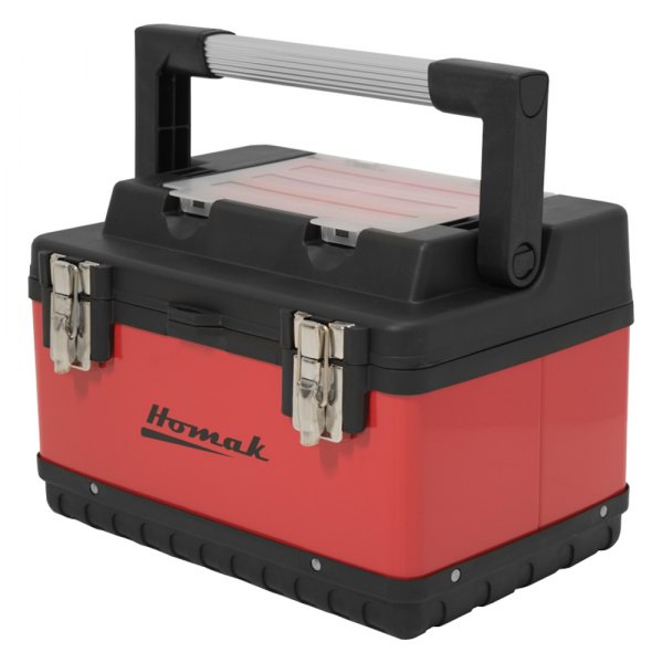 Homak® - Hand Carry Plastic Red/Black Portable Tool Box with Tray (20" W x 8" D x 10" H)