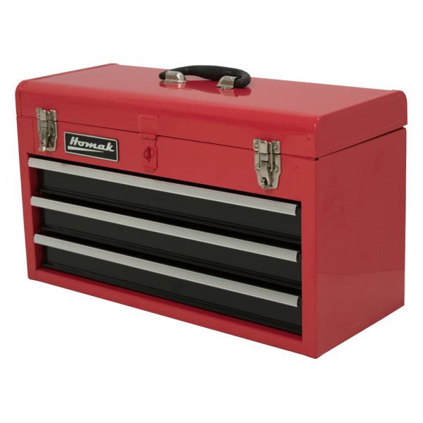 Homak® - 3-Drawer Steel Red Portable Tool Box/Chest (20.5" W x 9" D x 12" H)