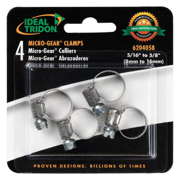 Ideal Division® - Micro-Gear® 1/4" x 5/8" SAE Silver Stainless Steel Hose Clamps