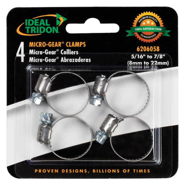 Ideal Division® - Micro-Gear® 1/4" x 7/8" SAE Silver Stainless Steel Hose Clamps