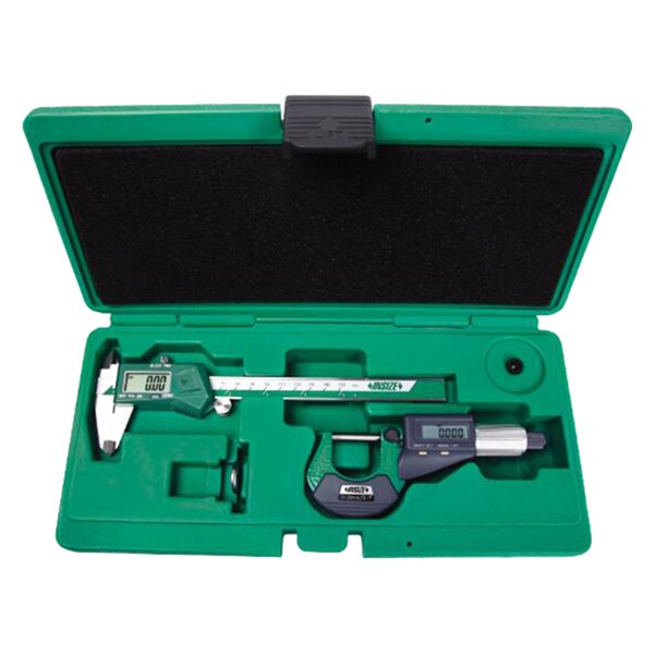 Insize® - 2-piece Measuring Tool Set with 3109-25E Electronic Outside Micrometer in Hard Plastic Storage Case