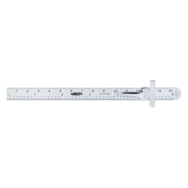Insize® - 6" (150 mm) SAE/Metric Pocket Stainless Steel Ruler with Sliding Clip
