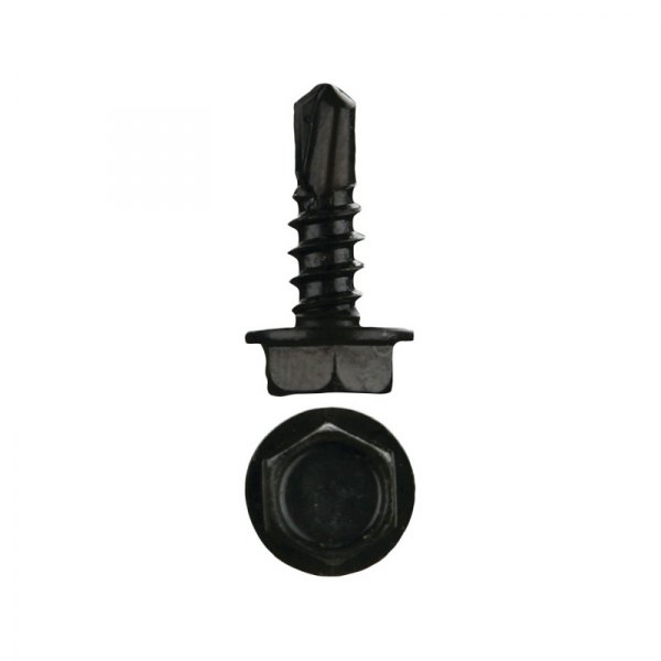 Install Bay® - #8 x 1/2" Steel Black Hex Washer Head Self-Drilling Tek Screws (500 Pieces)